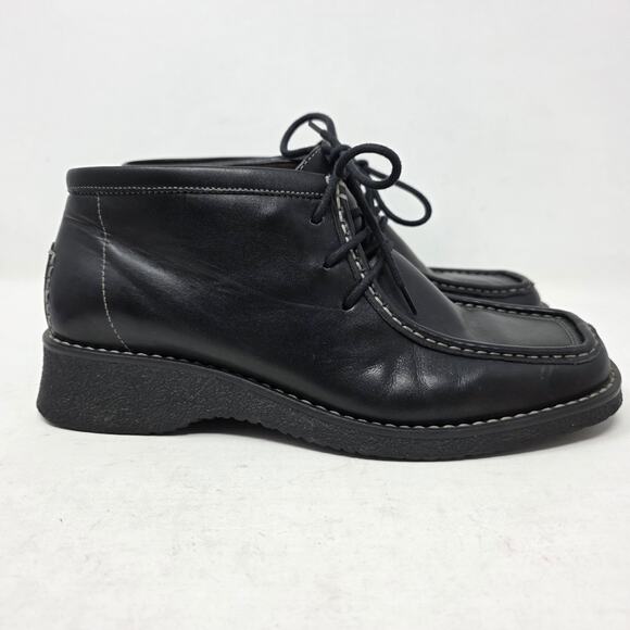 Vintage Bass Womens Toren / Wallabee / Chukka Boot Black Leather Size 8 M - Picture 4 of 12